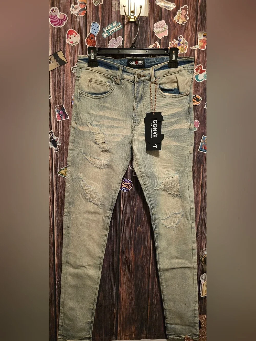 Concept Men’s Distressed Light Blue Skinny Jeans